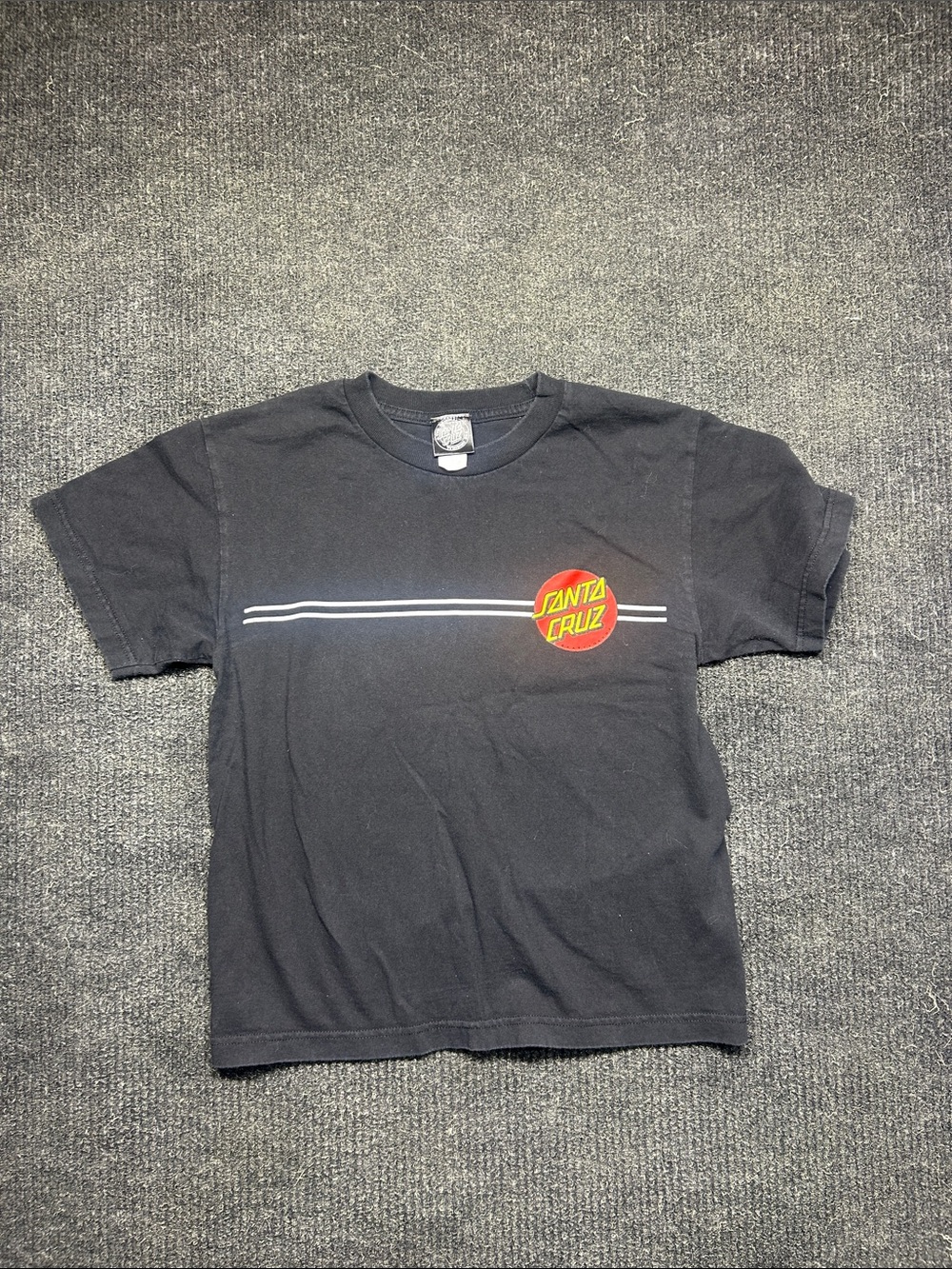 Santa Cruz Skateboards Black Tee with Red & Yellow Logo - Kids Short Sleeve